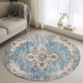 thumbnail image 1 of Blue Boho Round Area Rug 4 FT, Non Slip Indoor Outdoor Rug, Middle Century Abstract Art Western Geometric Washable Soft Circular Carpet Non-Shedding Floor Mat for Coffee Table Nursery Foyer Balcony, 1 of 9
