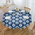 thumbnail image 1 of Blue Boho Round Tablecloth 60 Inch - Waterproof Fabric Table Cloth Protector, Southwestern Geometric Abstract Art Tablecloths Washable Table Cover for Kitchen Banquet Coffee Table Party, 1 of 6