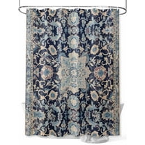 Blue Boho Small Stall Shower Curtain, Waterproof Shower Curtains for Bathroom, Modern Geometric Abstract Art Vintage Washable Fabric Cloth Bath Curtain for Bathtub Decoration with Hooks 36x72 Inches