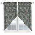 thumbnail image 1 of Blue Boho Swag Curtains for Kitchen/Bedroom/Living Room, Vintage Ethnic Tribe Abstract Art Floral Scalloped Curtains 63 Inch Long, Rod Pocket Window Swag Topper Curtains Valances 2 Panels Set 36"x63", 1 of 8