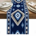 thumbnail image 1 of Blue Boho Table Runner - 36 Inch Long, Kitchen Dining Table Runner Dresser Scarves, Farmhouse Neutral Abstract Geometric Motifs Farmhouse Decor for Coffee Tables Wedding Party Banquet, 1 of 8