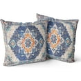 thumbnail image 1 of Blue Boho Throw Pillow Covers Set of 2 Monaco Rug Persian Carpet Double Sided Pattern Cotton Soft Pillow Case Cushion Cover Pillowcase for Garden Couch Sofa Bed Decorative 18x18 inch, 1 of 6