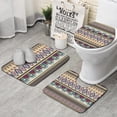 thumbnail image 1 of Blue Boho Tribal Masks and Diamonds Pattern Bathroom Rugs Sets 3 Piece,Toilet Cover Set,Absorbent Non Slip Bathroom Mats Sets with U-Shaped Contour Rug Toilet Rug Set, 1 of 5
