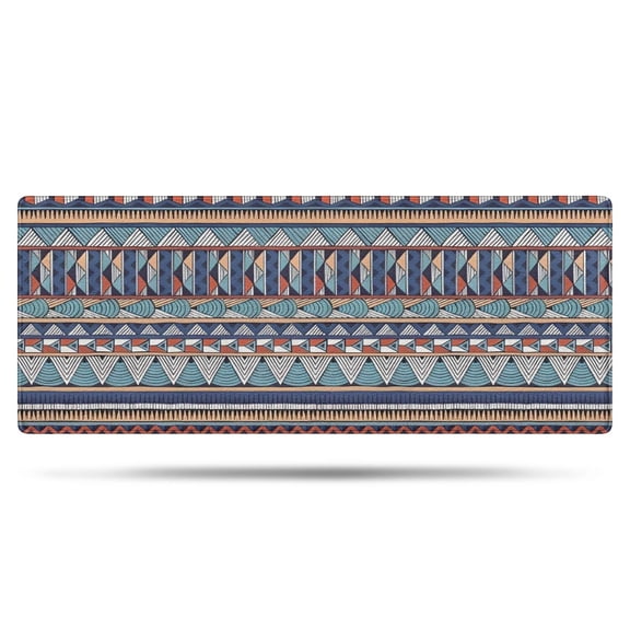 Blue Boho Tribal Triangles and Arrows Pattern Bathroom Rugs Mat,Non Slip Microfiber Bathroom Rug,Rubber Backing,Soft Bathroom Mats for Bathroom Floor,Tub and Shower,60x24in(150x60cm)