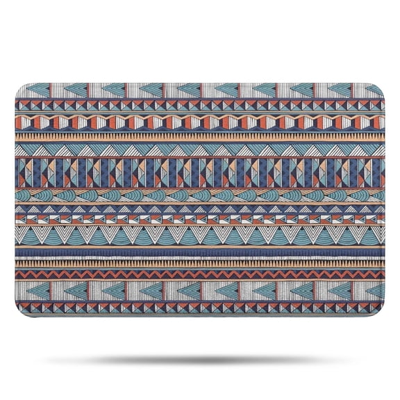 Blue Boho Tribal Triangles and Arrows Pattern Bathroom Rugs Mat,Non Slip Microfiber Bathroom Rug,Rubber Backing,Soft Bathroom Mats for Bathroom Floor,Tub and Shower,17x27in(43x68cm)