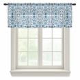 thumbnail image 1 of Blue Boho Valance Curtains for Kitchen/Living Room/Bathroom/Bedroom Window, Rod Pocket Small Topper Half Short Window Curtains Voile Sheer Scarf, Ethnic Tribal Floral Abstract Art Aesthetics 42"x18", 1 of 8