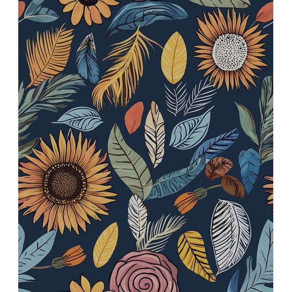 Blue Boho Wallpaper Peel and Stick, Contact Paper 17.5" x 118", Retro Paisley Flower Botanical Wall Paper Self Adhesive Removable Waterproof for Bathroom Shelves Cabinet Table Decoration