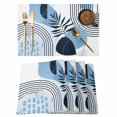 thumbnail image 1 of Blue Bohogeometric Placemats Set of 4, Bohemia Ethnic Abstract Lines Leaf Placemats for Dining Table, Place Mats for Kitchen Tabletop, Waterproof Wipeable Dining Table Mats Set, 1 of 9