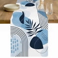 thumbnail image 1 of Blue Bohogeometric Table Runner - 120 Inch Long Bohemia Ethnic Abstract Lines Leaf Cotton and Linen Blended Dress Scarves Farmhouse Table Runner for Kitchen Dining, Coffee Table, 13" x 120", 1 of 8