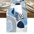 thumbnail image 1 of Blue Bohogeometric Table Runner - 70 Inch Long, Kitchen Dining Table Runner Dresser Scarves, Bohemia Ethnic Abstract Lines Leaf Farmhouse Decor for Coffee Tables Wedding Party Banquet, 1 of 8