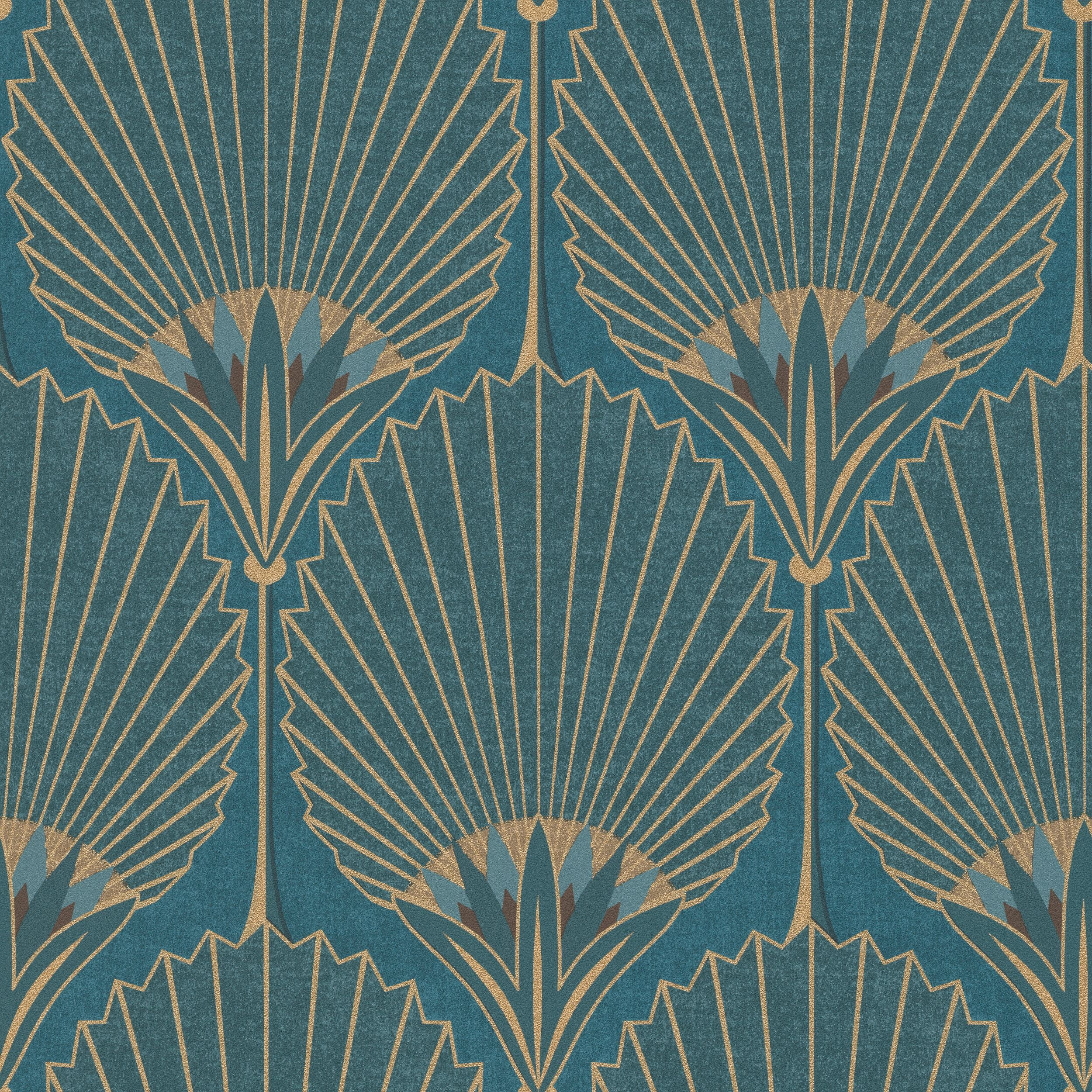 Blue Bold Art Deco Fan Wallpaper R8373