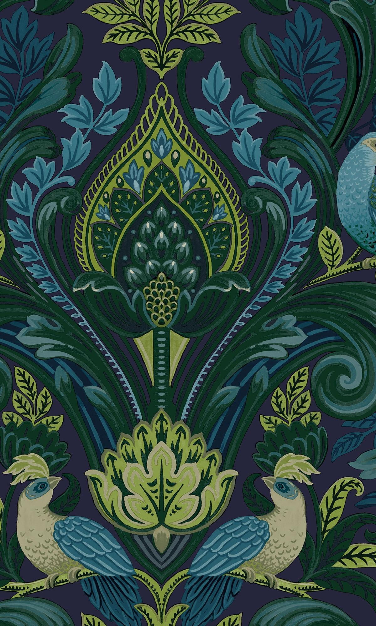 Blue Bold Tropical Damask Printed Non-Woven Non-Pasted Textured Wallpaper 57 Sq. Ft.