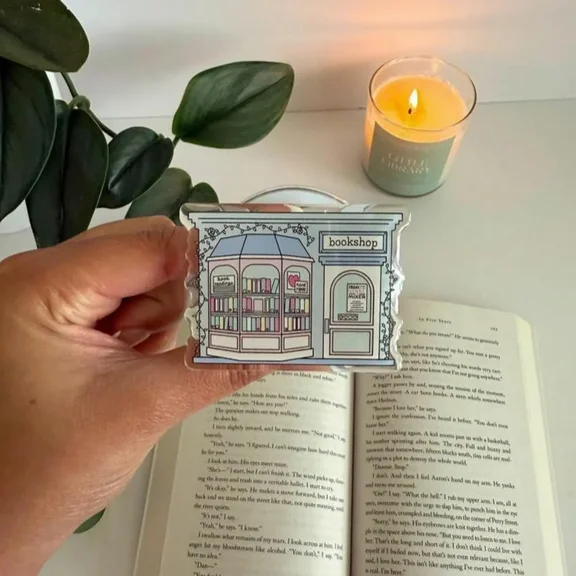 Blue Bookshop Coquette Grip, Book Lover Phone Holder PopSocket, Cute Accessories, Magnetic Pop Socket, Trending Bookstore Grip for Readers