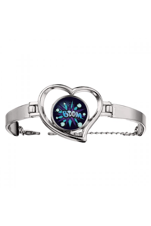 Blue Boom Bubble Art Deco Fashion Bracelet Heart Jewelry Wire Bangle