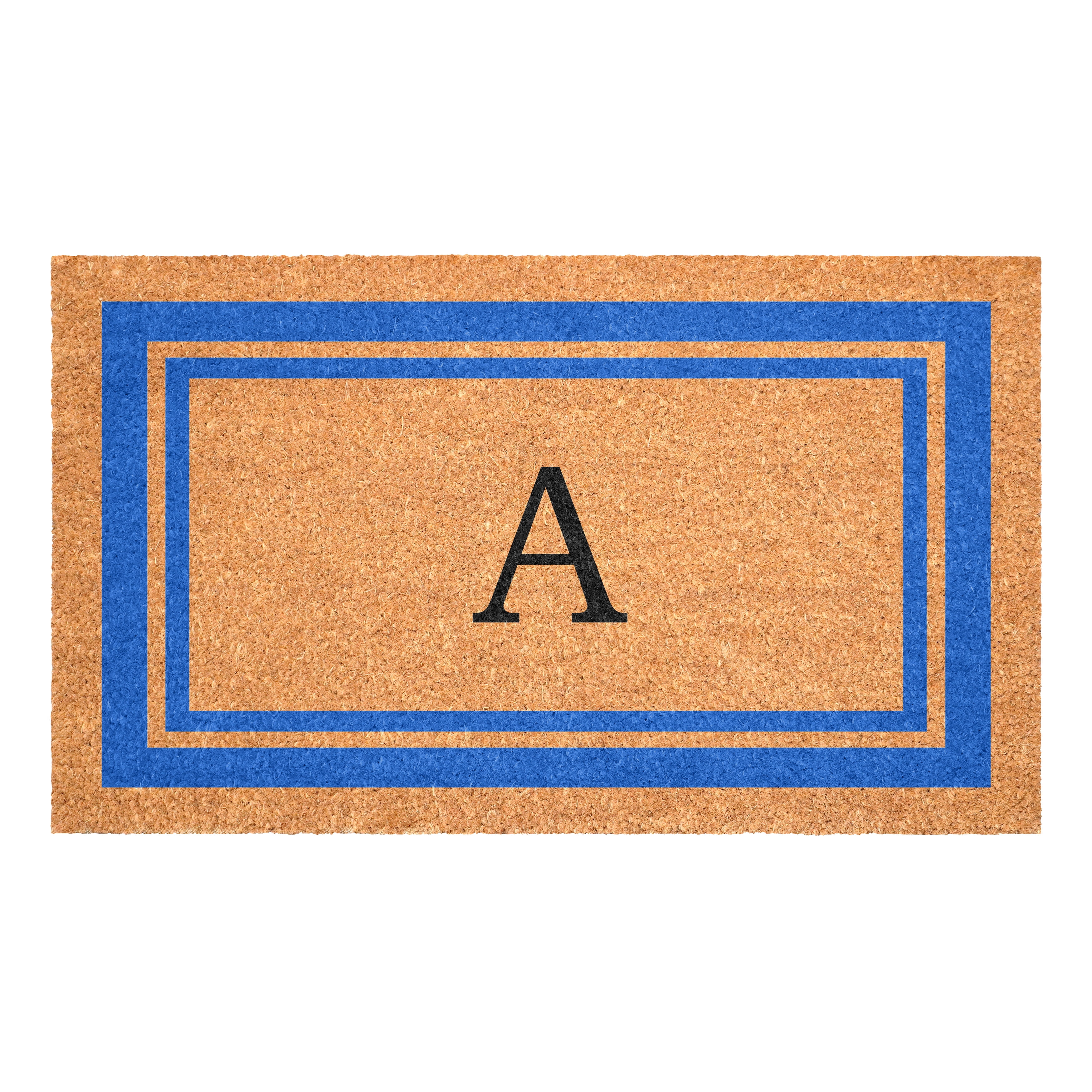 Blue Border Monogram Doormat (Letter A)