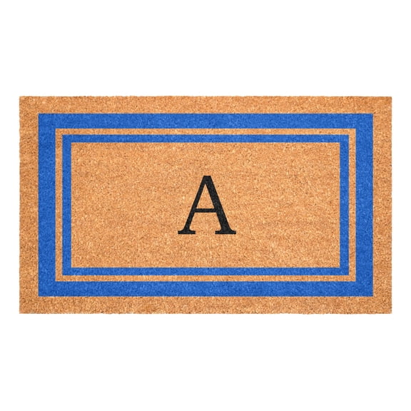 Blue Border Monogram Doormat (Letter A)