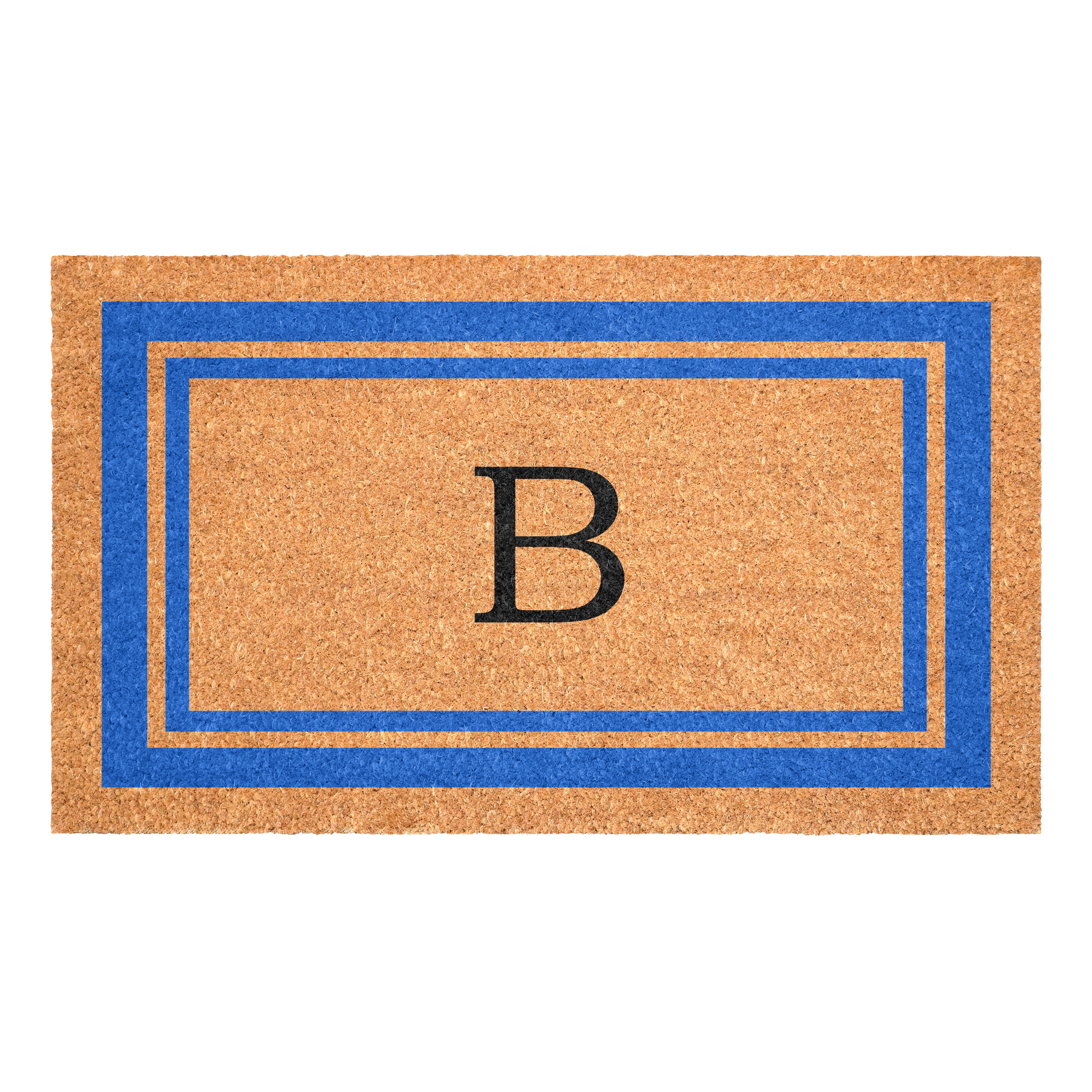 Blue Border  Monogram Doormat (Letter B)