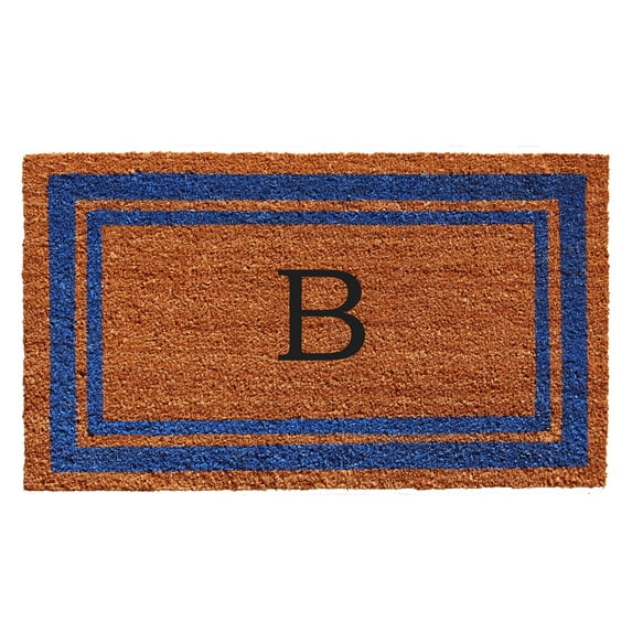 Blue Border Monogram Doormat (Letter B)