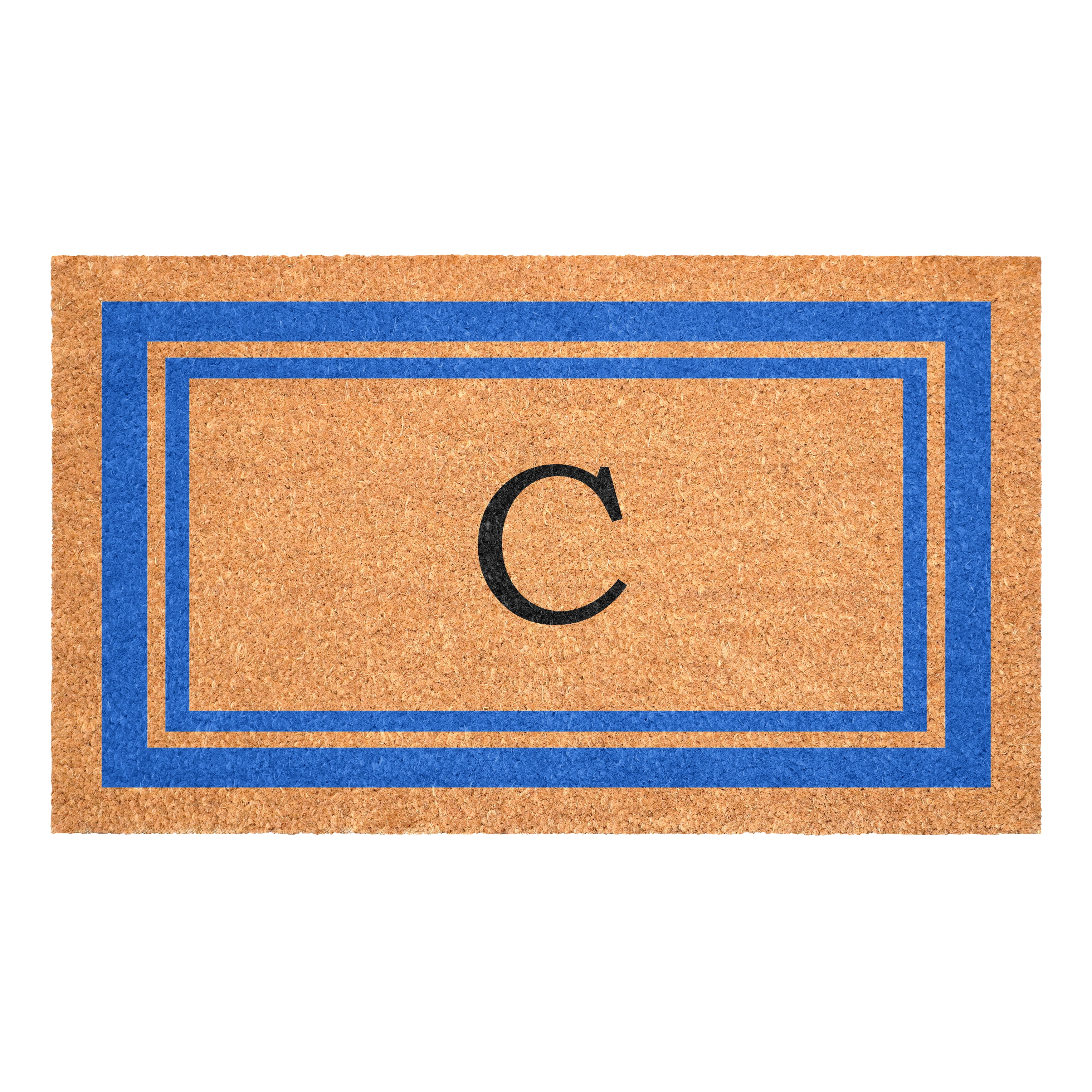 Blue Border Monogram Doormat (Letter C)