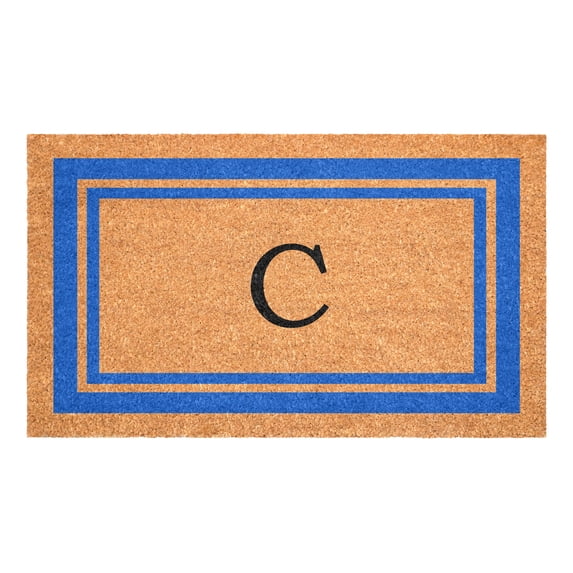 Blue Border Monogram Doormat (Letter C)