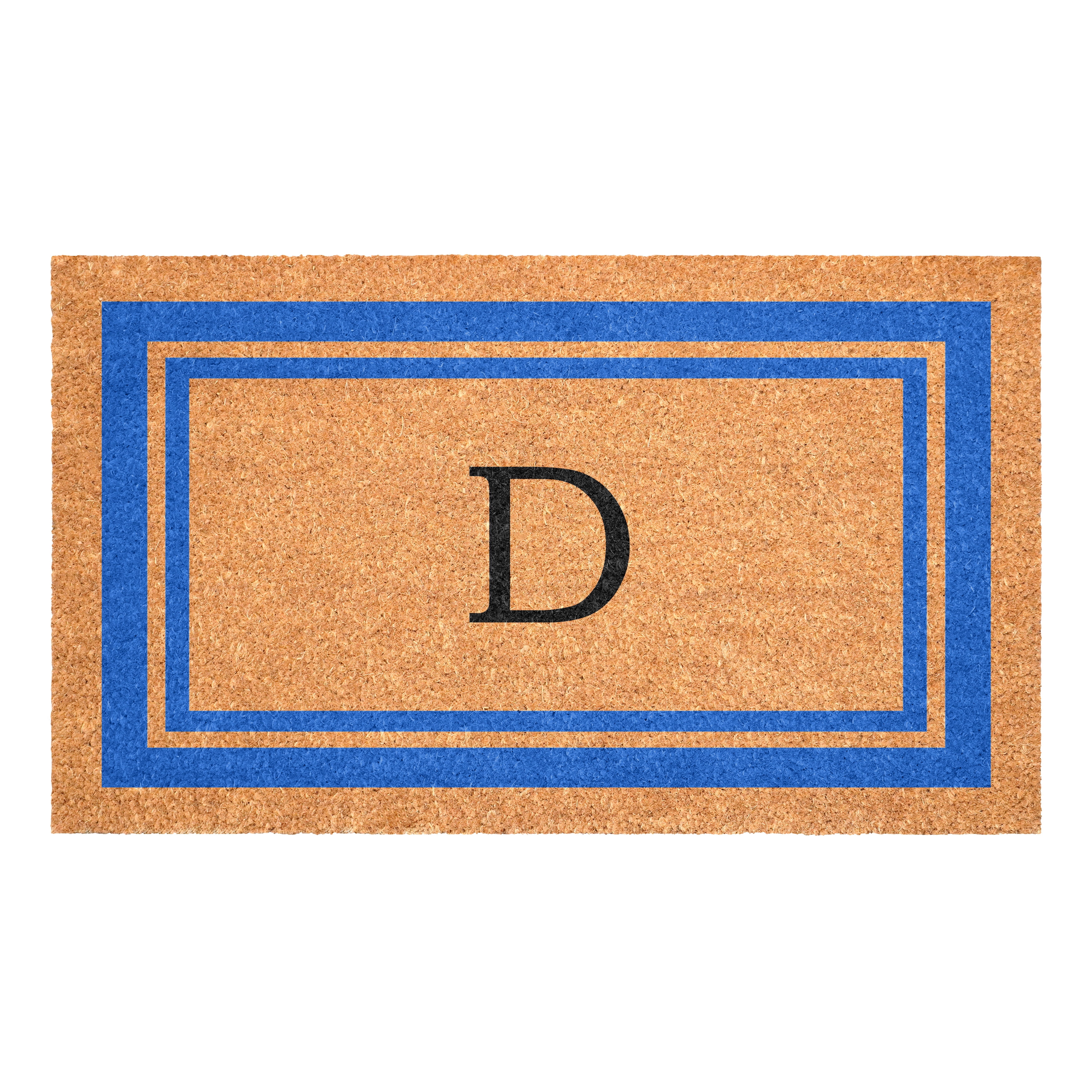 Blue Border Monogram Doormat (Letter D)