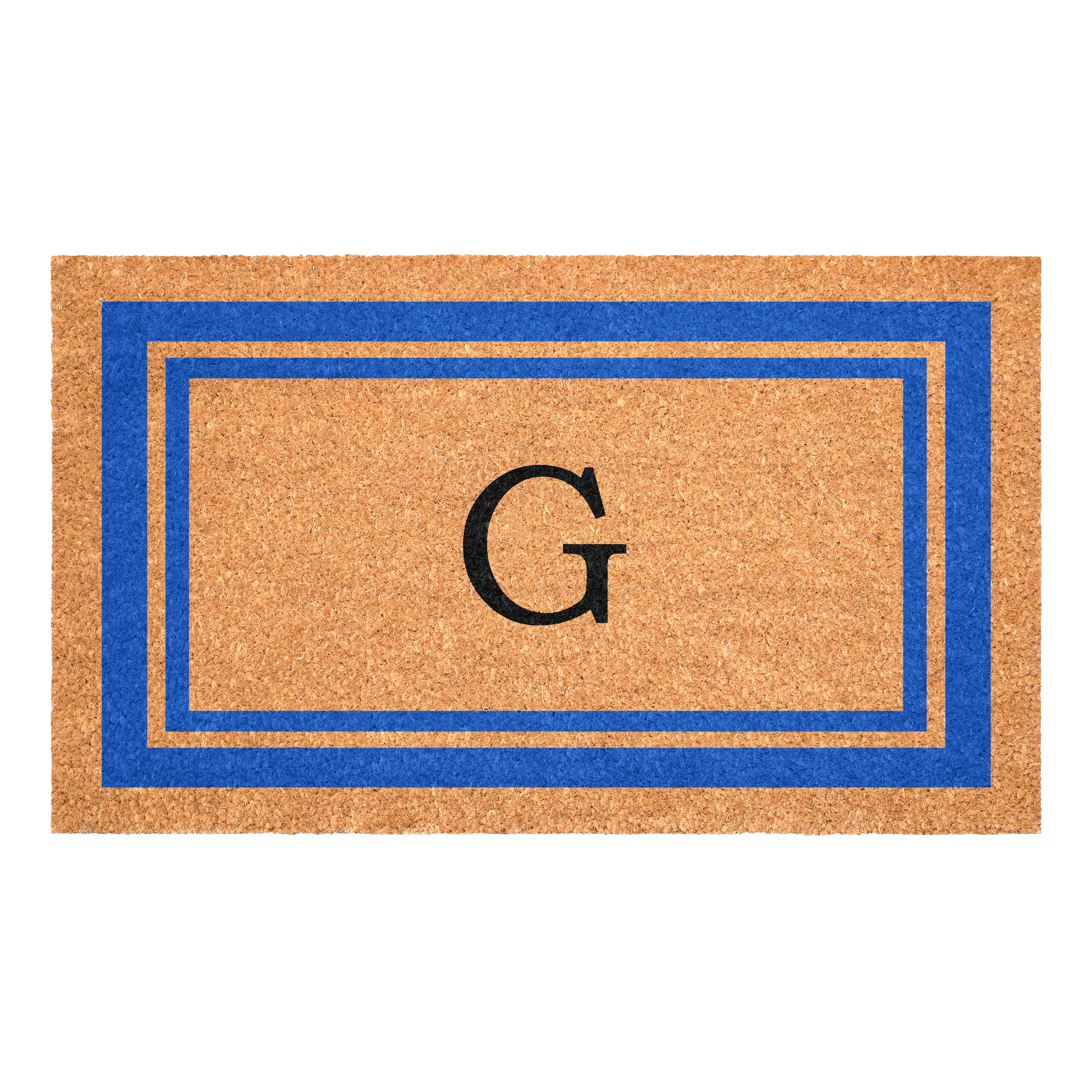 Blue Border  Monogram Doormat (Letter G)