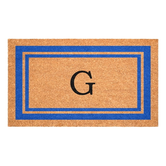 Blue Border Monogram Doormat (Letter G)