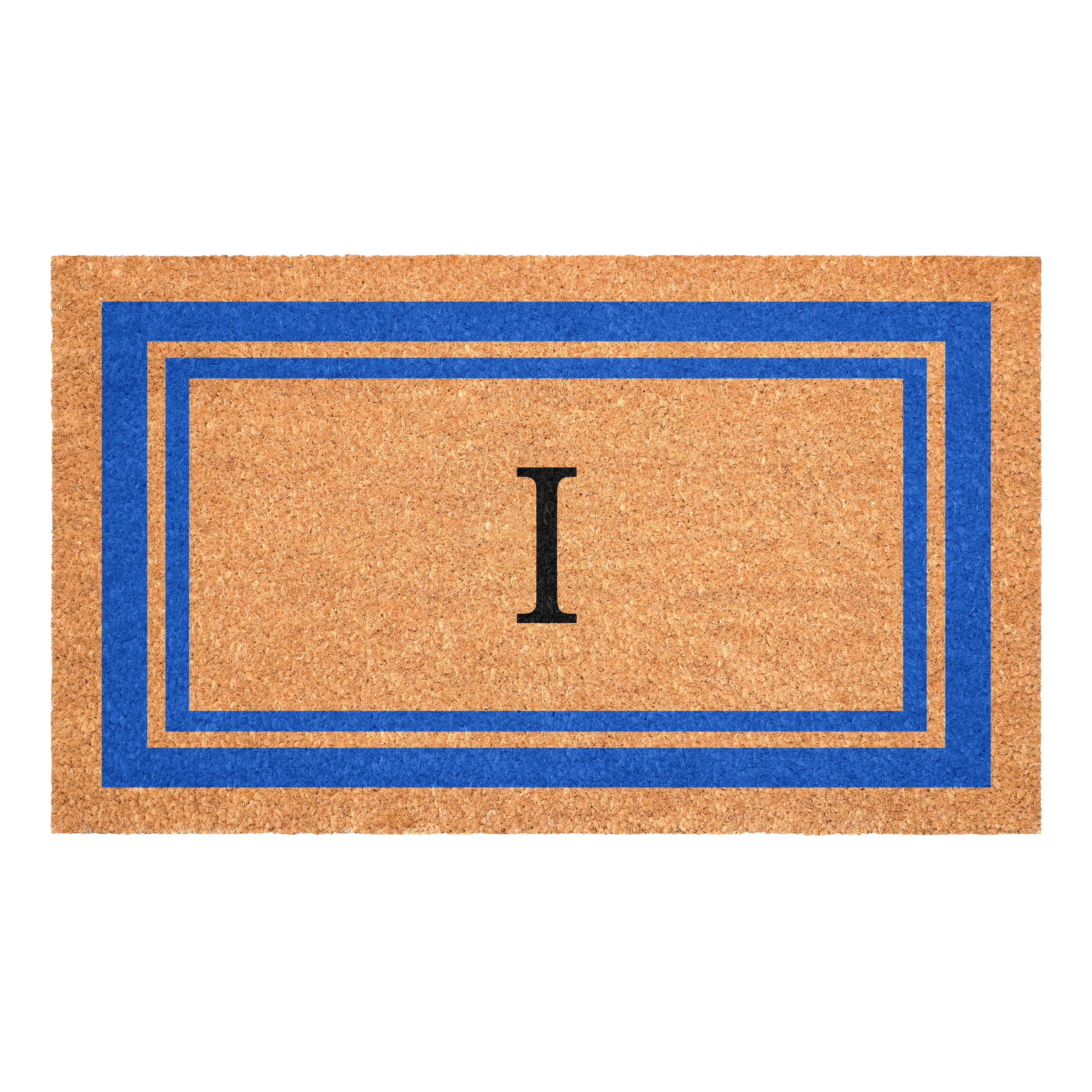 Blue Border  Monogram Doormat (Letter I)