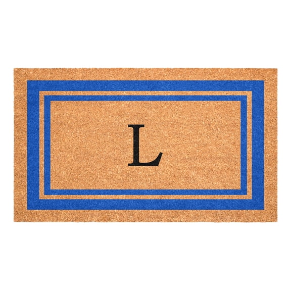 Blue Border Monogram Doormat (Letter L)