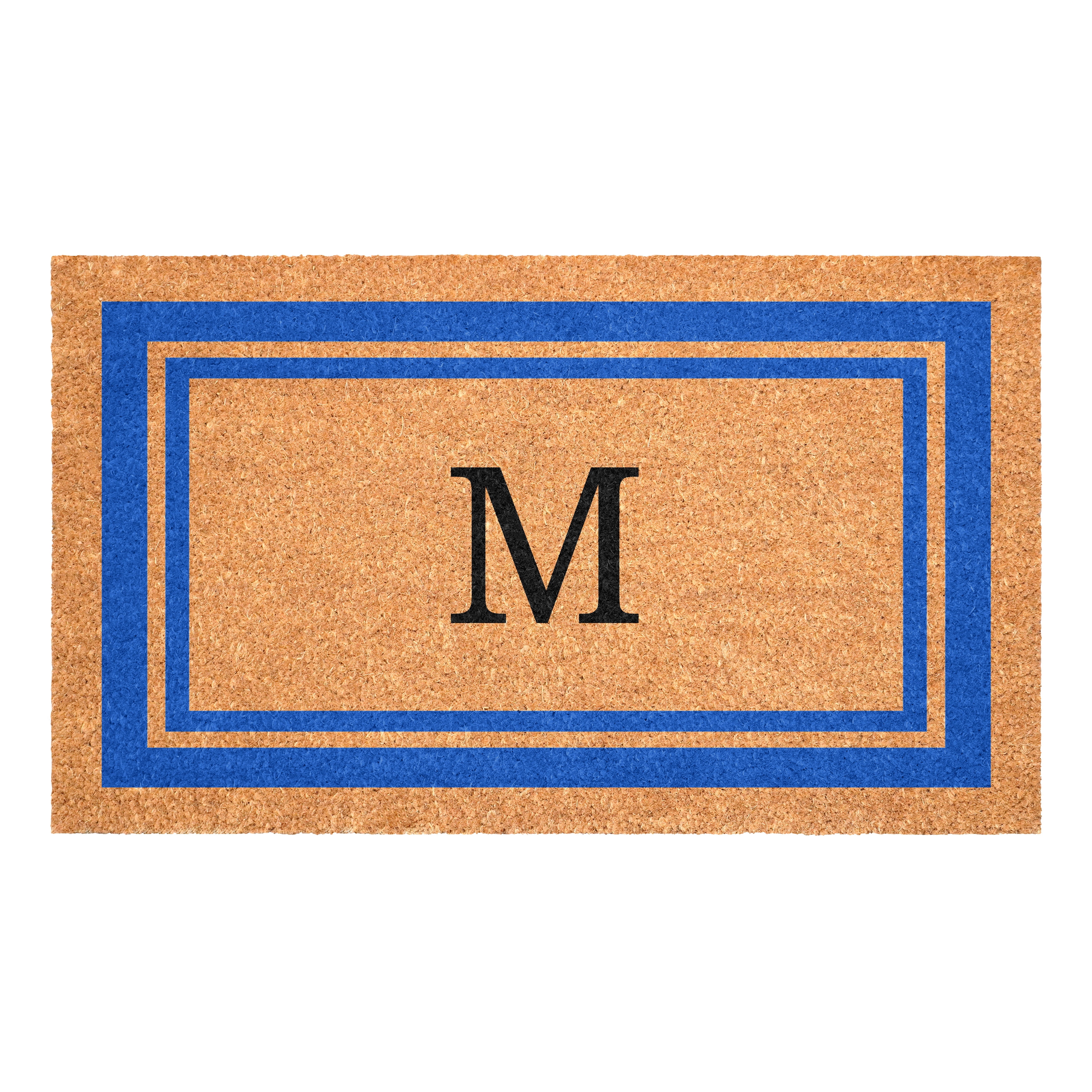 Blue Border  Monogram Doormat (Letter M)