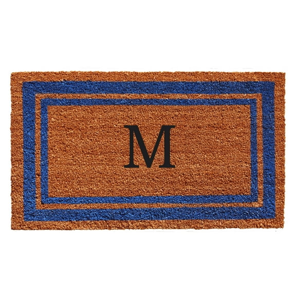 Blue Border  Monogram Doormat (Letter M)