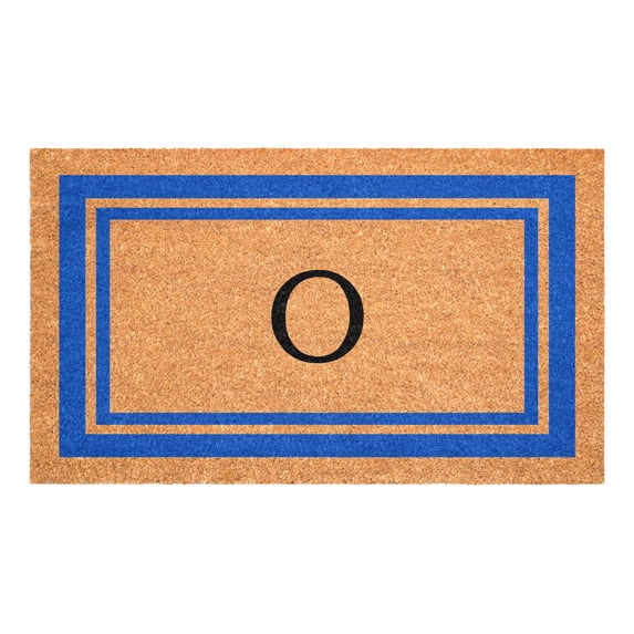 Blue Border Monogram Doormat (Letter O)