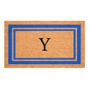 Blue Border Monogram Doormat Letter Y