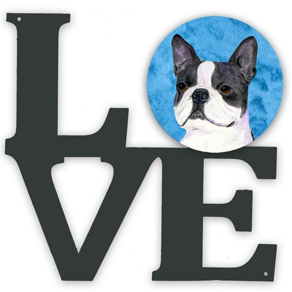 Blue Boston Terrier Metal Wall Artwork LOVE