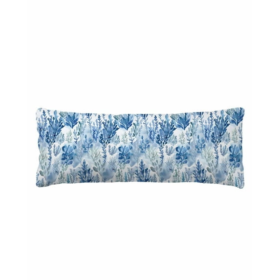 Blue Botanical Body Pillow Cover 20 x 54 Inch Decorative Pillow Cover Watercolor Leaf Pastoral Lumbar Pillowcase Seasonal Rectangle Cushion Case for Couch Sofa Bed Living Room