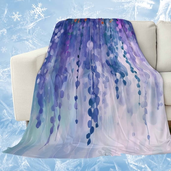Blue Botanical Cooling Blanket,Lightweight Summer Throw Blanket with Double Sided Cold Effect,Watercolor Spring Floral Oil Painting Elegant Picnic Blankets Bed Sheet for Hot Sleepers 40"x60"