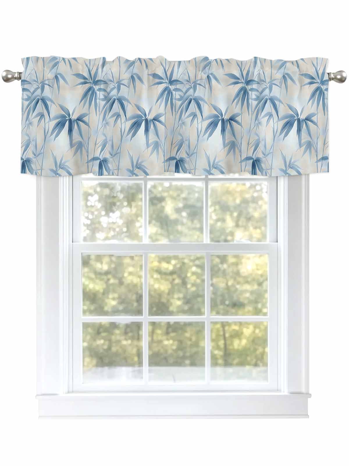 Blue Botanical Curtain Valances for Windows, Modernism Watercolor ...
