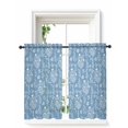 thumbnail image 1 of Blue Botanical Curtains 45 Inch Length, Sheer Curtains for Bedroom Living Room Window Spring Summer Chic Wildflowers Rod Pocket Voile Drapes Kitchen Curtains Small Half Window 42"x45" 2 Panels, 1 of 7