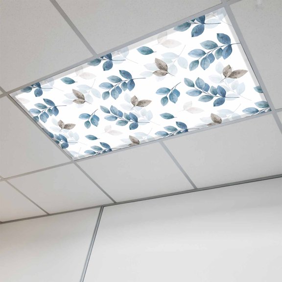 Blue Botanical Fall Fluorescent Light Covers, Pastoral Maple Leaf Autumn Magnetic Light Covers for Ceiling Lights, Fluorescent Ceiling Shade Filters for Classroom Bedroom Office 4x2Ft x 1PCS