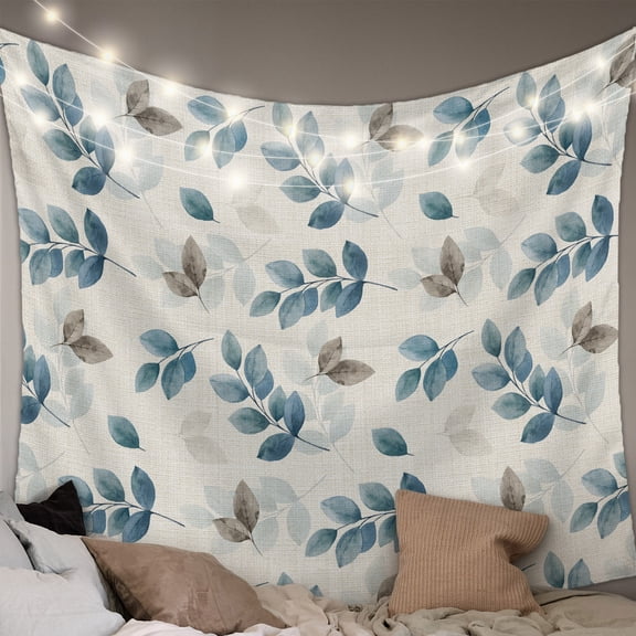 Blue Botanical Fall Small Tapestry for Bedroom Wall Hanging Tapestry, Pastoral Maple Leaf Autumn Rustic Ceiling Backdrop Tapestries Poster Blanket Wall Decor for Teens Room Living Room Dorm 23" x 28"