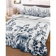 thumbnail image 1 of Blue Botanical Full Size Down Alternative Comforter, Lightweight Comforter Quilt Bedding Set with Pillow Shams Dragonfly Flower Leaf Retro Ink Style All Seasons Bed Comforter Duvet Insert 78"x90", 1 of 7