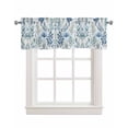 thumbnail image 1 of Blue Botanical Kitchen Valances for Windows Farmhouse Linen Window Valance Curtain for Living Room Window Treatment Spring Summer Leaf Pastoral Vintage Valance Rod Pocket Topper Drape, 54 x 18 Inch, 1 of 6