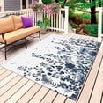 thumbnail image 1 of Blue Botanical Outdoor Rug for Patio/Deck/Porch, Non-Slip Large Area Rug 5 x 8 Ft, Dragonfly Flower Leaf Retro Ink Style Indoor Outdoor Rugs Washable Area Rugs, Reversible Camping Rug Carpet Runner, 1 of 8