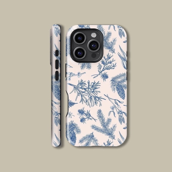 Blue Botanical Plant Drawing Case for iPhone Samsung Nature