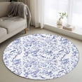 thumbnail image 1 of Blue Botanical Round Area Rug 4 FT, Non Slip Indoor Outdoor Rug, Elegant Watercolor Botanical Birds Washable Soft Circular Carpet Non-Shedding Floor Mat for Coffee Table Nursery Foyer Balcony, 1 of 8