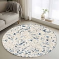 thumbnail image 1 of Blue Botanical Round Area Rug 4 FT, Non Slip Indoor Outdoor Rug, Farmhouse Spring Summer Plant Washable Soft Circular Carpet Non-Shedding Floor Mat for Coffee Table Nursery Foyer Balcony, 1 of 8