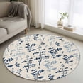 thumbnail image 1 of Blue Botanical Round Area Rug 4Ft Washable Circle Rugs for Bedroom Dining Room, Rustic Country Spring Floral Summer Leaf Non-Slip Carpet Floor Mats Indoor Outdoor Carpet Runner Aesthetic Home Decor, 1 of 8