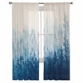thumbnail image 1 of Blue Botanical Semi Sheer Curtains 108 Inch Length 2 Panels Set, Spring Summer Farmhouse Retro Beige Sheer Kitchen Curtain Privacy Voile Window Curtain for Living Room Bedroom Rod Pocket Drapes, 1 of 7