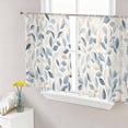 thumbnail image 1 of Blue Botanical Semi Sheer Curtains 45 Inch Length 2 Panels Set, Farmhouse Spring Summer Plant Sheer Kitchen Curtain Privacy Voile Window Curtain for Living Room Bedroom Rod Pocket Drapes, 1 of 7