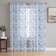thumbnail image 1 of Blue Botanical Sheer Curtains 108 Inch Length 2 Panels Set, Watercolor Rustic Tree Abstract Voile Window Treatment Semi Sheer Long Curtains Drapes for Bedroom/Living Room/Kitchen 52"x108"x2, 1 of 7